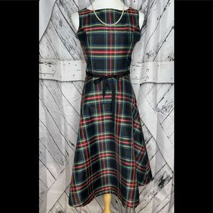 NWT Hope & Henry Black plaid Fit & Flare Dress Sz 8